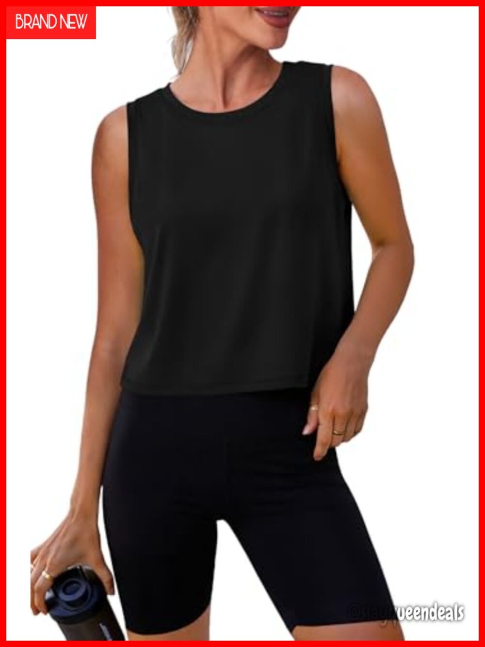 Women's Workout Tank Top Loose Fit Sleeveless Crew Neck Athletic Yoga Gym Crop